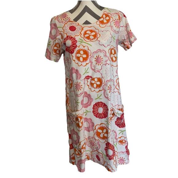 Fresh Produce Floral Small Spring Summer Cotton Knit Dress Beach Pool Casual - Picture 1 of 4